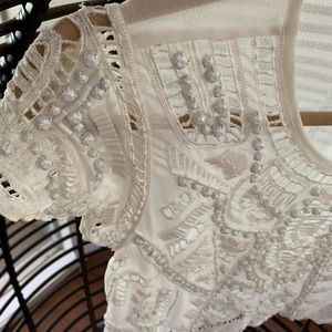 Lovers + Friends embroidered and beaded sheer top